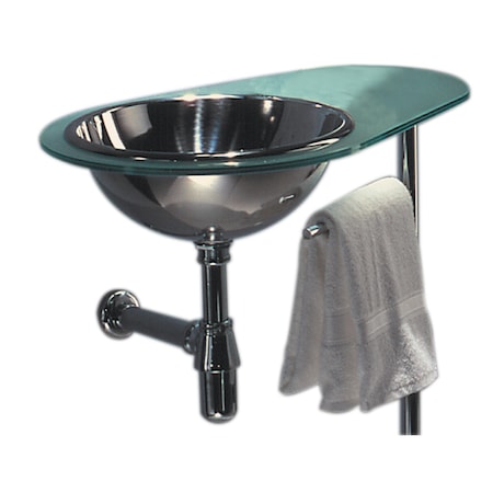 Whitehaus Aqua Laminated Matte Glass Counter Top W/ SS Drop-In Basin On Right Si WHAQUA-R